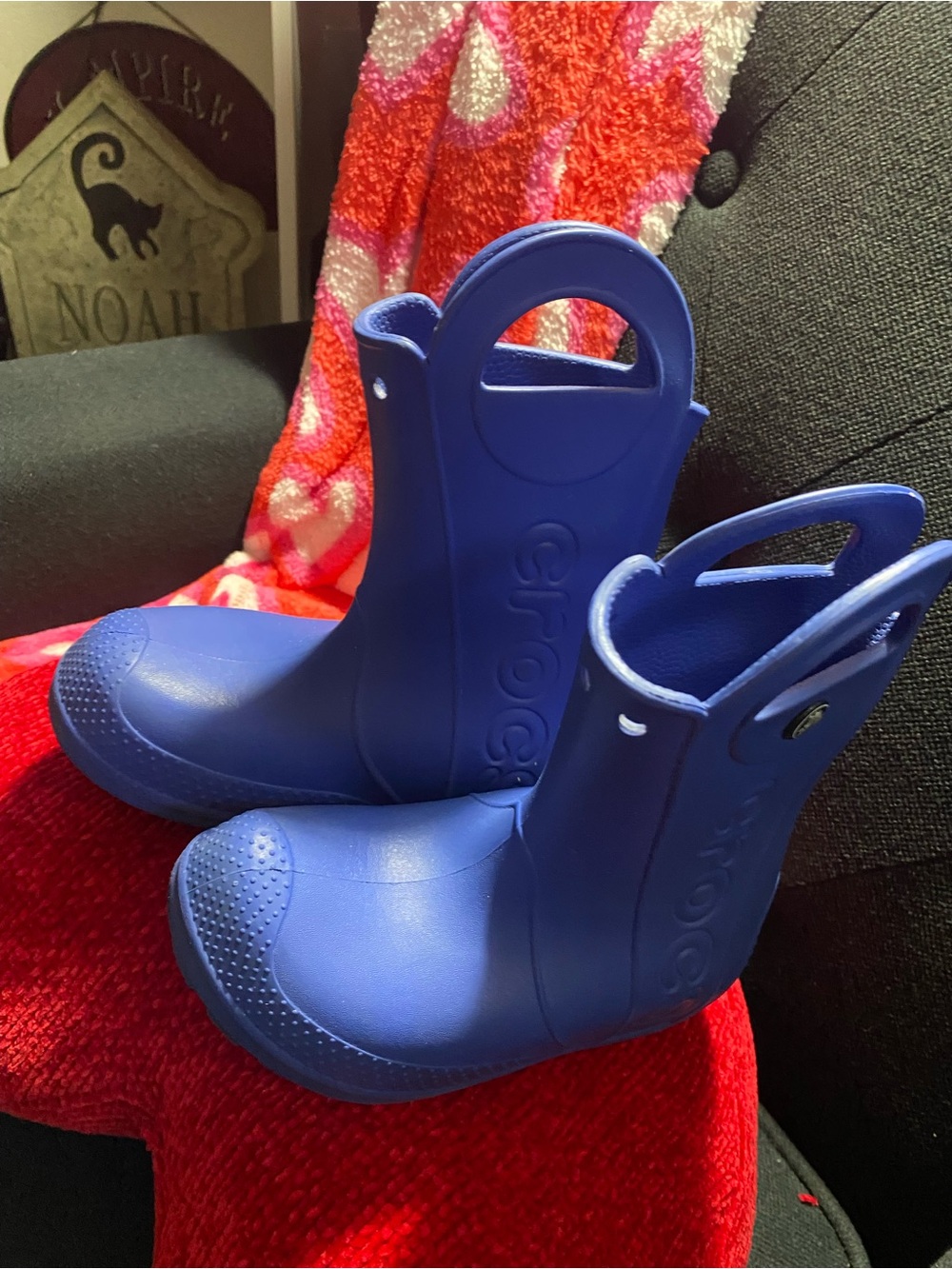 CROCS Kids Blue Pull-On Rain Boots with Handles
